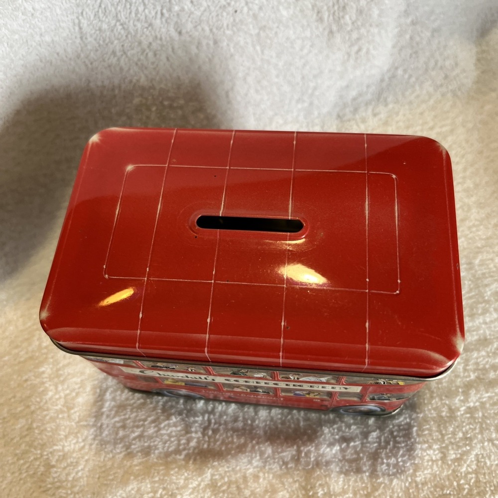 Churchill's London Transport Double-Decker Red Bus Coin Bank Tin - Picture 5 of 9